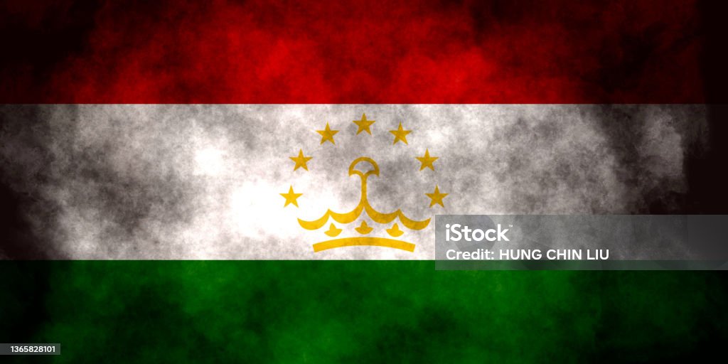 Closeup of grunge Tajik flag Dushanbe Stock Photo