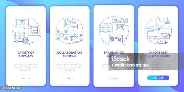 Elearning Platforms Features Blue Gradient Onboarding Mobile App Screen ...