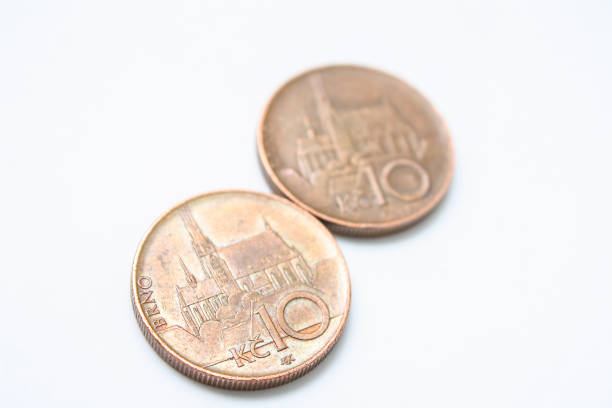 10 Czech crowns coin on the white background. Czech Koruna