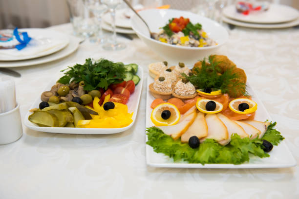 Reception of a large number of people in the restaurant.