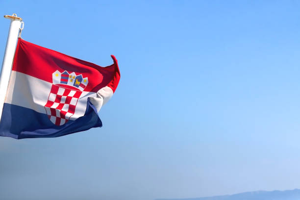 istock Croatian Flag and Adriatic Sea 1365832327