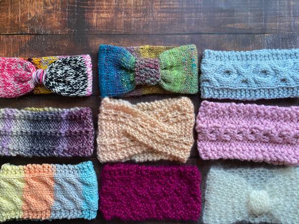Hand knit headbands stock photo