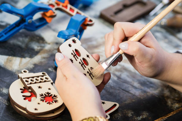 istock Woodworking workshop eco-friendly Christmas toys 1365841438