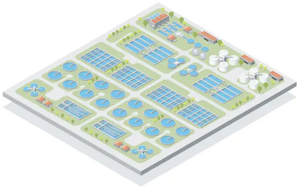 Vector illustration of Isometric water treatment