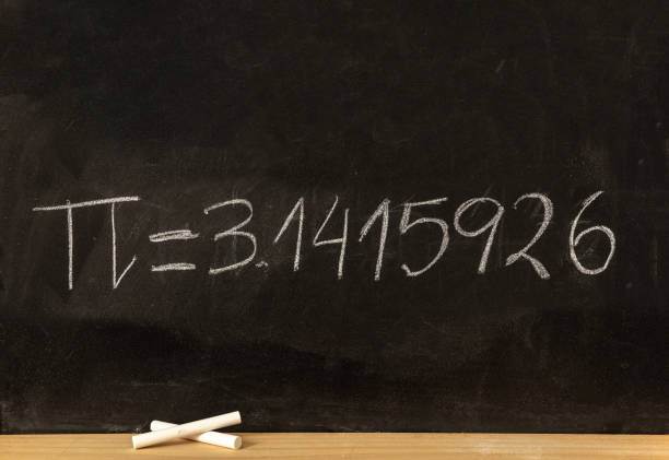 istock Pi number, mathematical constant chalk drawing on a school black board 1365841783