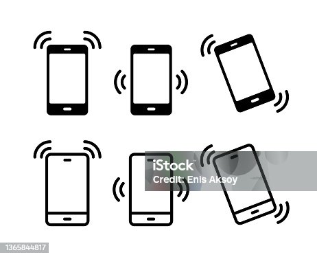 istock Vibration alert in smartphone icons 1365844817