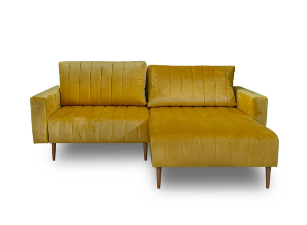 istock Modern scandinavian yellow sofa isolated over white background 1365845689