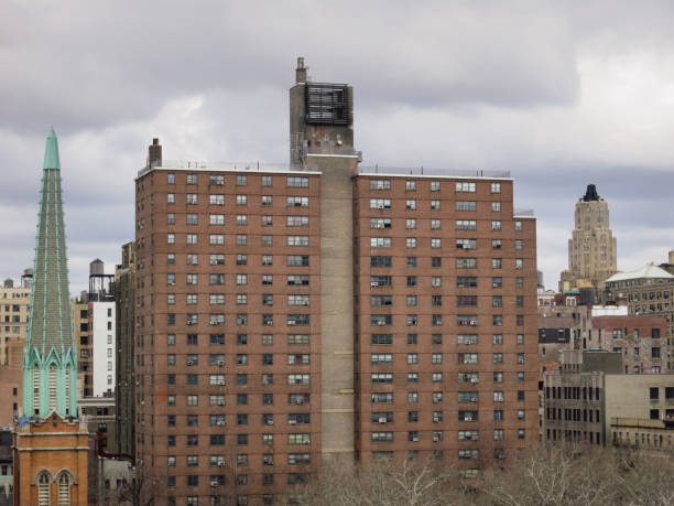 New York city Manhattan downtown skyline brick building