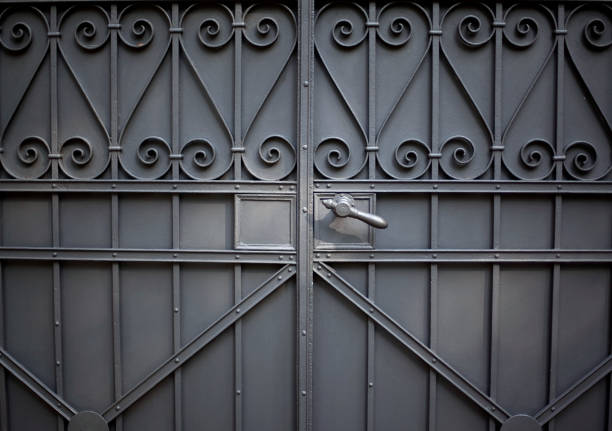 Stylish wrought iron grey gate