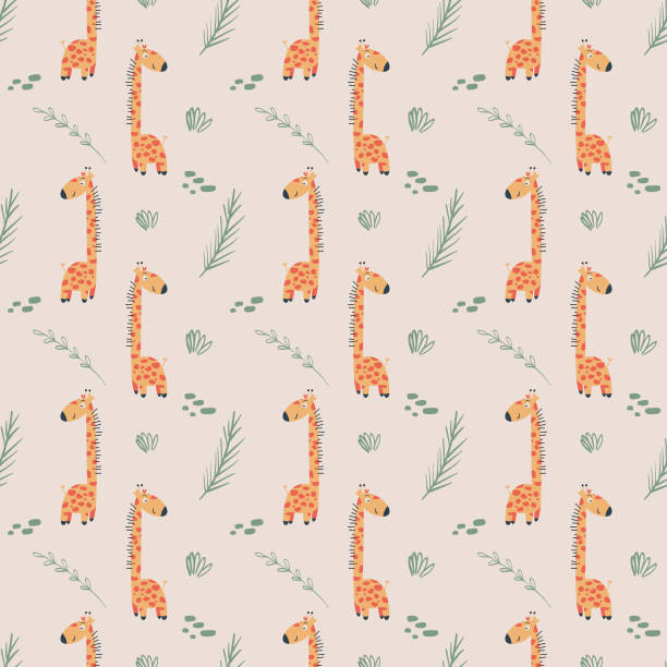 cute african giraffe cute african giraffe for baby print products giraffe calf stock illustrations