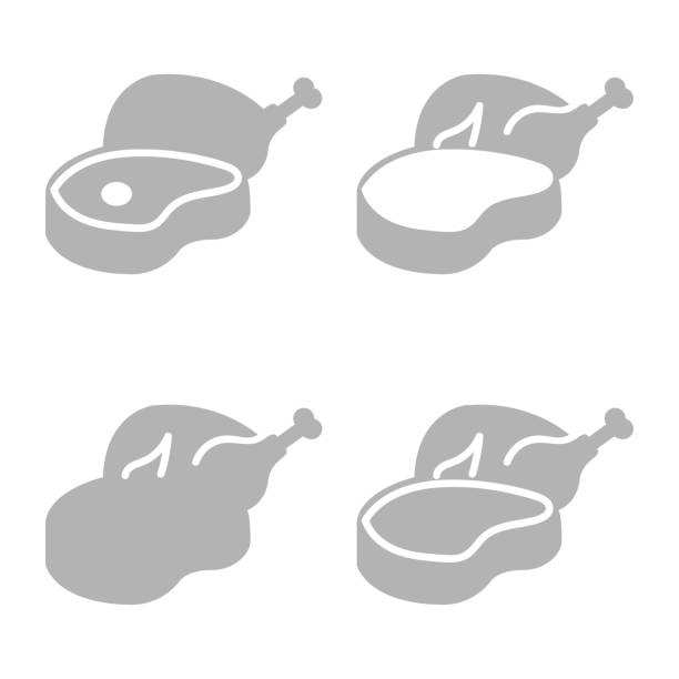 illustrations, cliparts, dessins animés et icônes de icône de viande sur un fond blanc, illustration vectorielle - steak meat strip steak restaurant