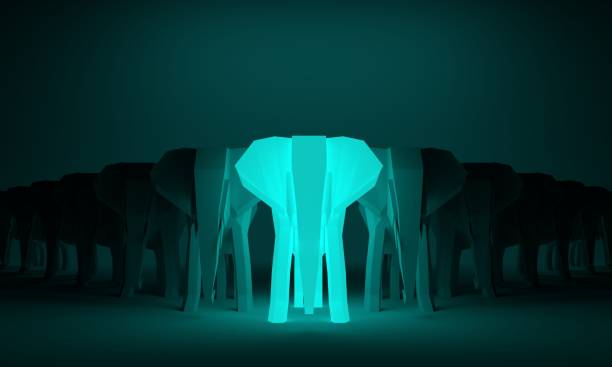 Leadership concept with elephant. 3D Rendering