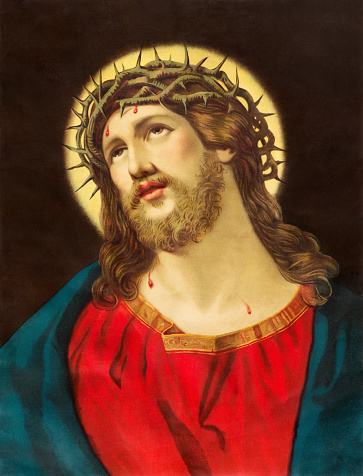 Turin - The painting of Sacred Heart of Jesus in church Chiesa di Santa Maria della Consolazione by Luigi Guglielmino (1885 - 1962).