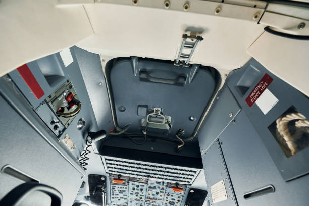 istock Interior of modern airplane. Quality material. No people 1365850811