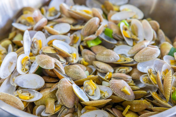 istock Steamed Clam are ready for cooking, Special dish seafood. 1365851829