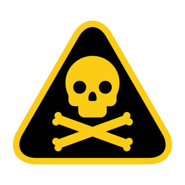 икона черепа и костей. аттентионный яд - toxic waste vector biohazard symbol skull and crossbones stock illustrations