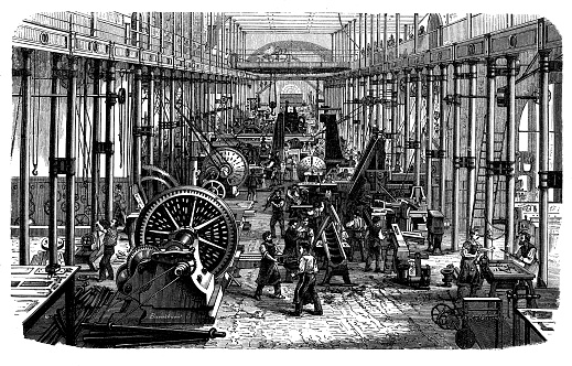 Chemnitz, Germany, locomotive and machinery production  by Richard Hartmann: machine hall, 19th century