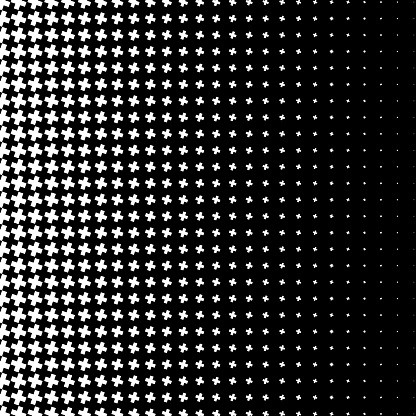 Black and white plus sign grid pattern, horizontal size gradient creates fade