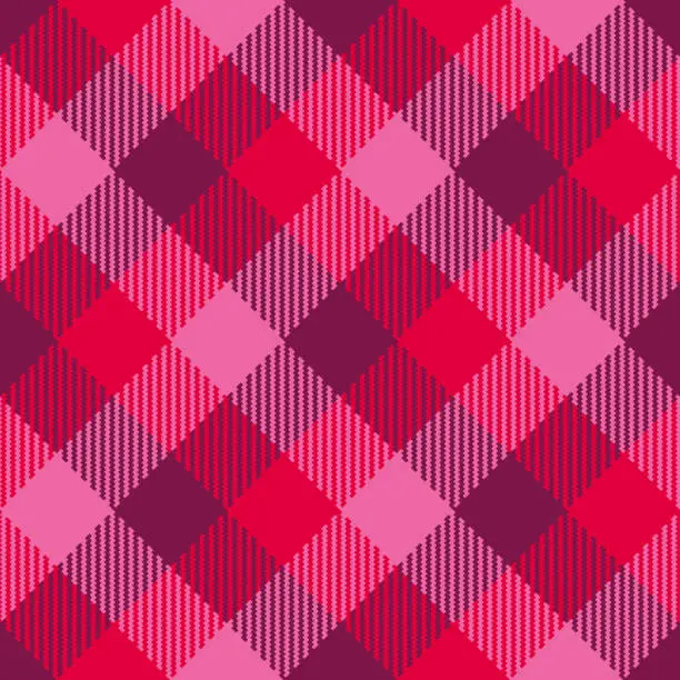 Vector illustration of Valentine's retro simple tartan diagonal pattern