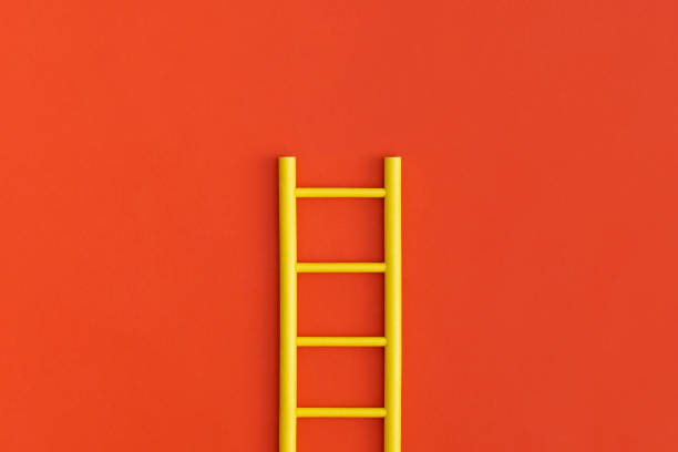 istock Ladder career path for business growth success process. Inspiration and creative idea concept. 1365870678