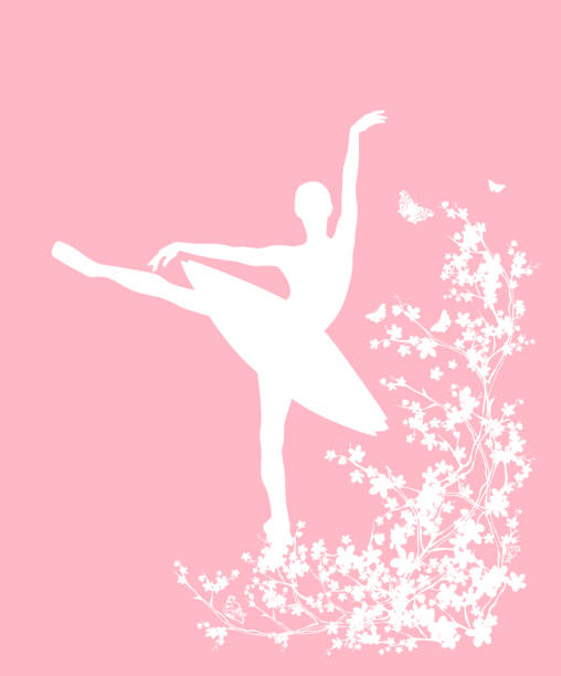 istock spring blossom branches with flying butterflies and ballet dancer woman vector silhouette 1365871350