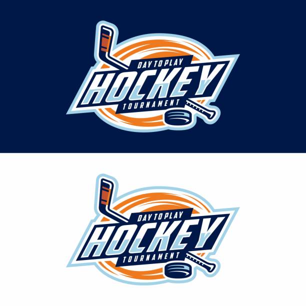 Hockey tournament icon in modern minimalist style Hockey tournament icon in modern minimalist style hockey stock illustrations