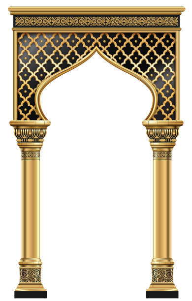 istock Golden luxury classic arch portal with columns 1365874334