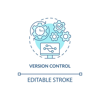 Version control turquoise concept icon. Safety of sensitive data abstract idea thin line illustration. Isolated outline drawing. Editable stroke. Roboto-Medium, Myriad Pro-Bold fonts used