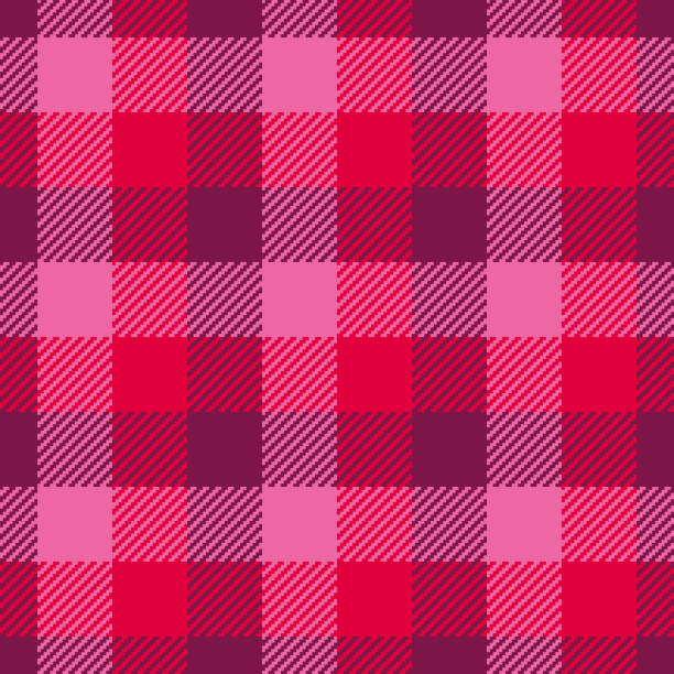 Valentine's simple tartan burgundy seamless pattern Retro style colorful pink red burgundy check pattern for Valentine's Day plaid stock illustrations