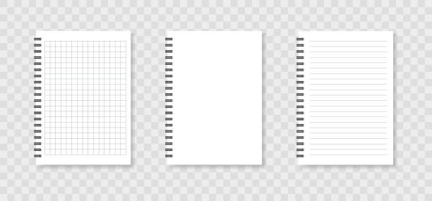 現実的なスパイラルのメモ帳。ノートブックシートが並んで2乗。メモ用の白紙コピーブックのページをモックアップ空。ベクターの図。 - book bonding backgrounds ring binder点のイラスト素材／クリップアート素材／マンガ素材／アイコン素材