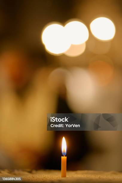 A Lot Of Thick Candles In The Orthodox Church Temple Near The Altar Stock Photo - Download Image Now