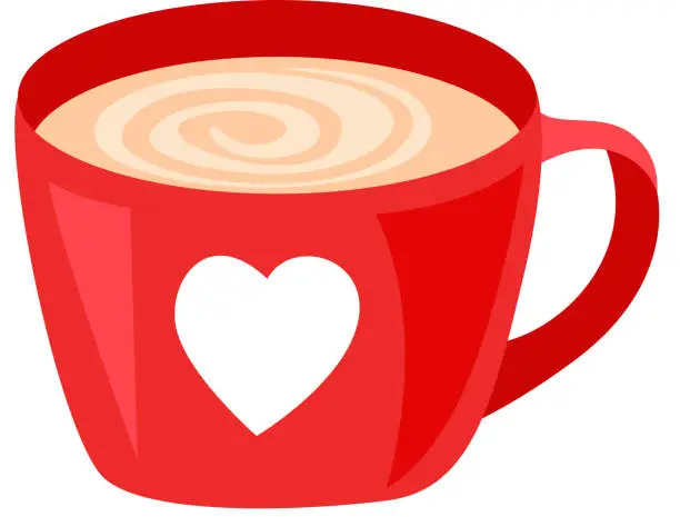 Vector illustration of Icon of red cup with heart for valentine day