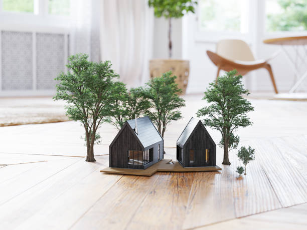 istock Small cozy houses in the room. 1365886236