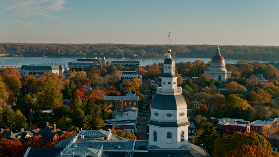 Scene of US Naval Academy around visitor center, Annapolis, Maryland