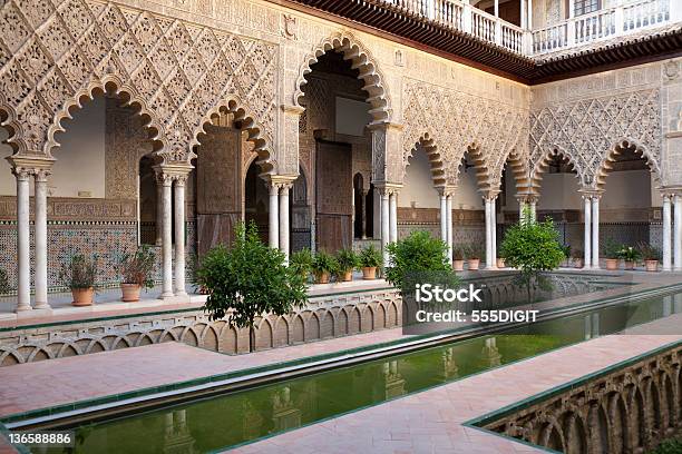 Very Detailed Patio De Las Doncellas Real Alcazar Seville Stock Photo - Download Image Now