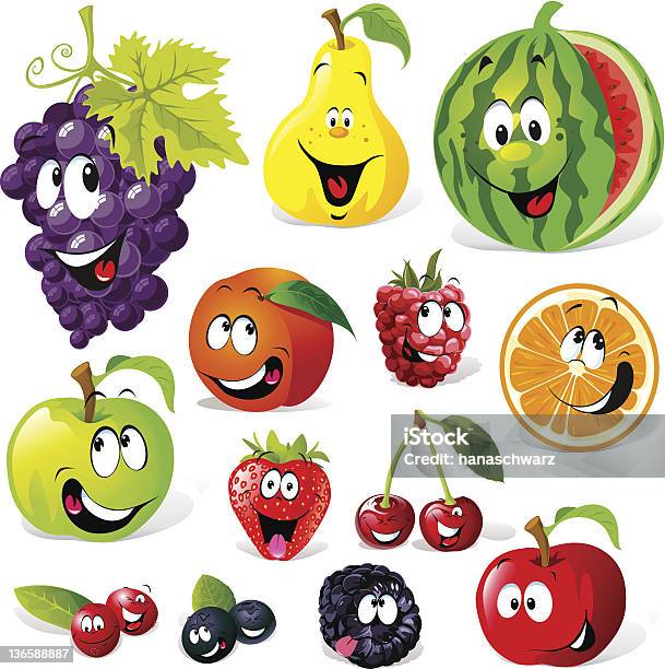 Funny Fruit Cartoon Stock Illustration - Download Image Now - Fruit, Cartoon, Characters