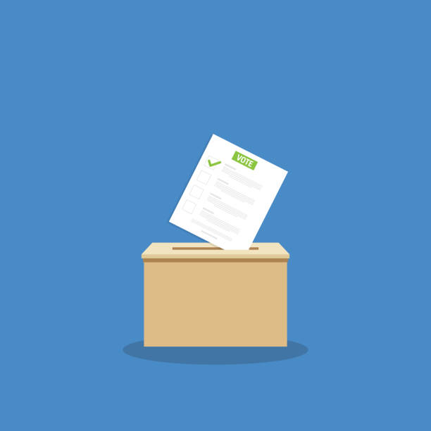 istock Voting ballot in ballot box. Voting and election concept. Ballot Box Icon. Vector illustration. 1365890501