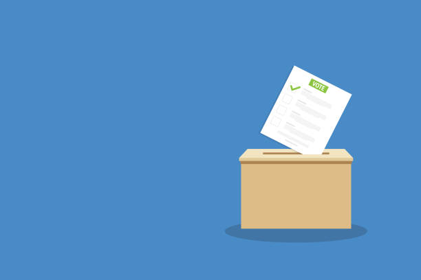 istock Voting ballot in ballot box. Voting and election concept. Ballot Box Icon. Vector illustration. 1365890534