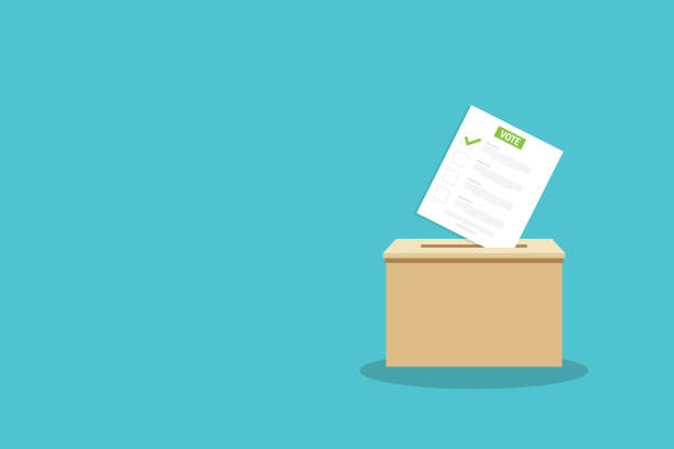 istock Voting ballot in ballot box. Voting and election concept. Ballot Box Icon. Vector illustration. 1365890620