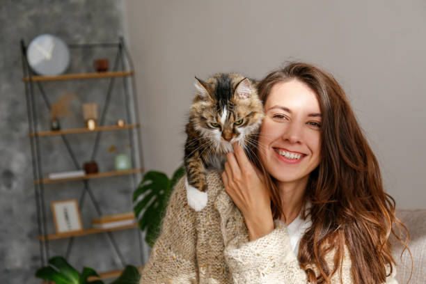 istock Woman and a cat 1365890646