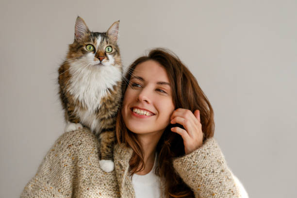 Woman and a cat