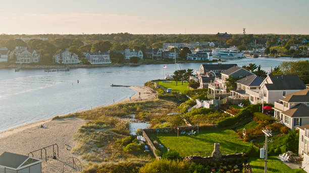 istock Beach and Harbor in Hyannis, Cape Cod - Aerial 1365890730