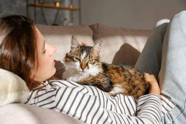 istock Woman and a cat 1365890785