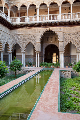One of the most beautiful landmarks in Real Alcazar Palace in Seville, Spain