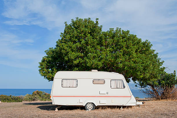Caravan on camping by the sea