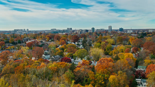 istock Aerial View of Stamford, CT in Fall 1365898206