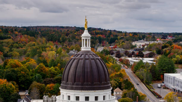 istock Drone Shot of Maine State House Dome 1365900866