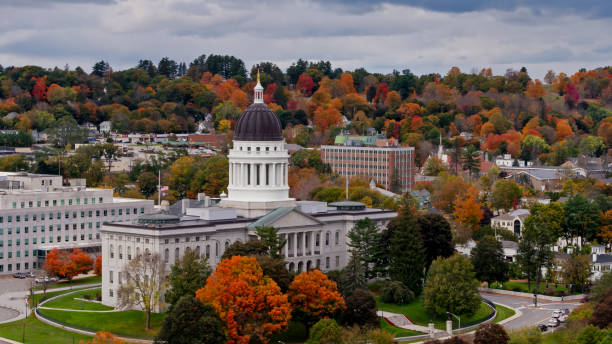 istock Maine State House in Fall - Aerial 1365900871
