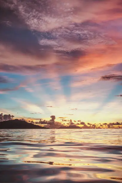 Beatifull sunset on Seychelles Islands. High quality photo