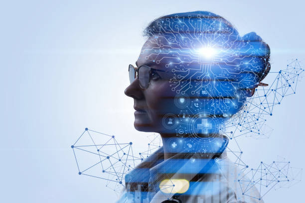 istock Concept of integrating artificial intelligence into a person. 1365903048